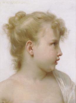 William-Adolphe Bouguereau : Etude : tete de petite fille , head of a little girl